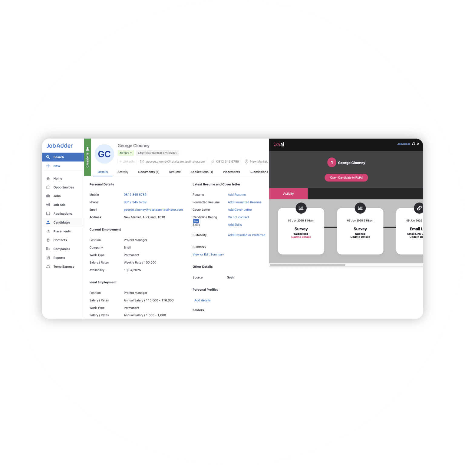Roi-AI Marketing Cloud native CRM integration — seamless connection with major recruitment databases including Bullhorn, JobAdder, Vincere and Mercury for unified marketing workflows